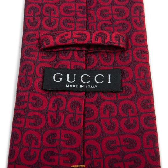 Gucci Deep Red Geometric Tie - Picture 2 of 3